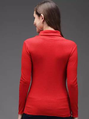 TANDUL  Casual Regular Sleeves Solid Women Red Top