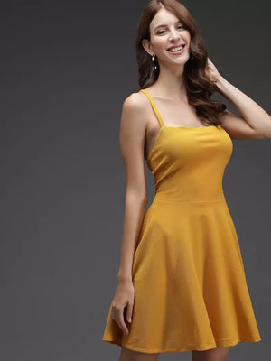 TANDUL  Women Fit and Flare Yellow Dress