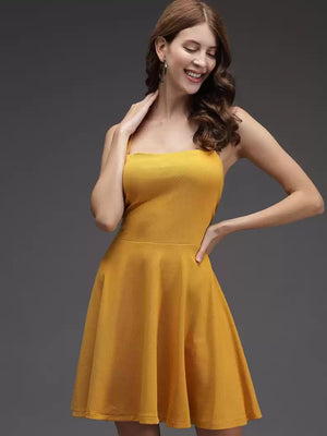 TANDUL  Women Fit and Flare Yellow Dress