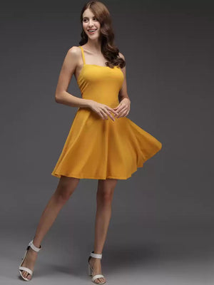 TANDUL  Women Fit and Flare Yellow Dress