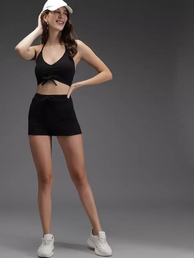 TANDUL  Solid Women Black Regular Shorts
