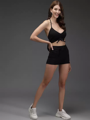 TANDUL  Solid Women Black Regular Shorts