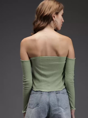 TANDUL  Casual Regular Sleeves Solid Women Green Top
