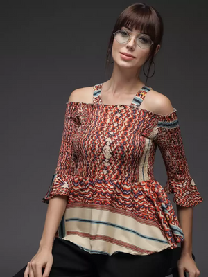 TANDUL  Casual Regular Sleeves Printed Women Multicolor Top