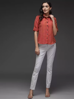 TANDUL  Women Regular Fit Printed Button Down Collar Formal Shirt