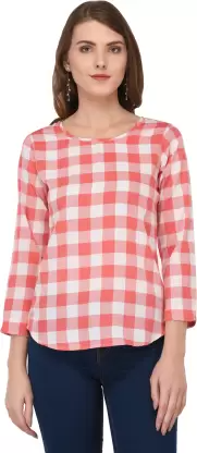 Casual Checkered Women Multicolor Top