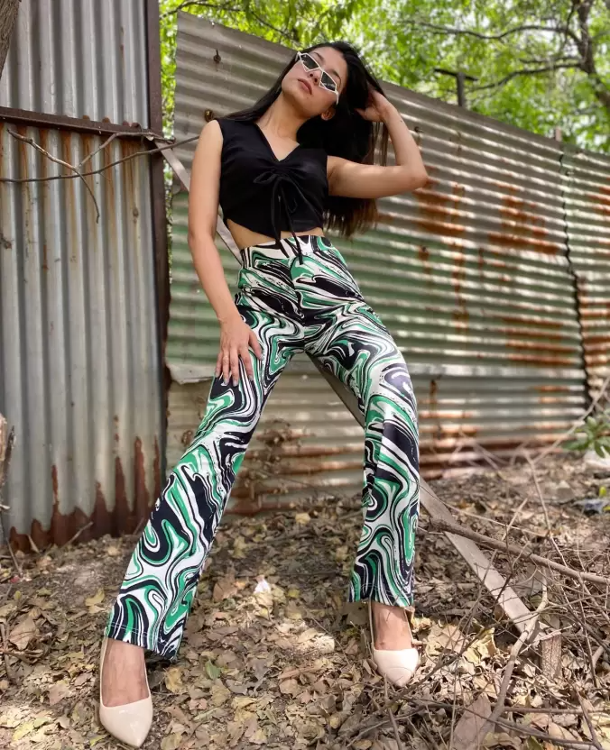 TANDUL  Regular Fit Women Multicolor Lycra Blend Trousers