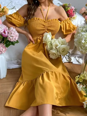 TANDUL  Women Fit and Flare Yellow Dress