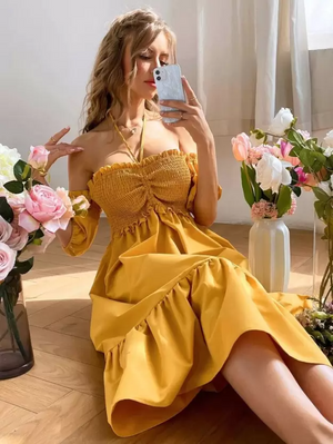 TANDUL  Women Fit and Flare Yellow Dress