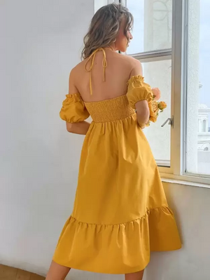 TANDUL  Women Fit and Flare Yellow Dress
