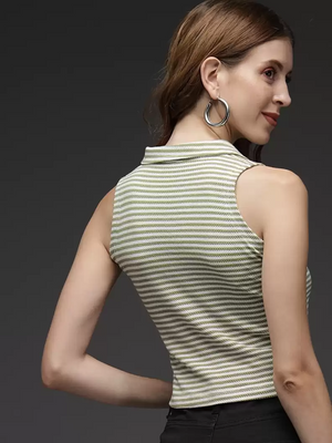 TANDUL  Casual Sleeveless Printed Women Green Top