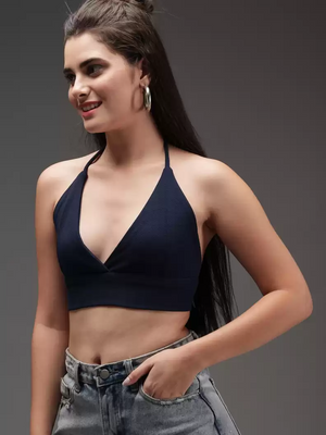 TANDUL  Casual Sleeveless Solid Women Blue Top