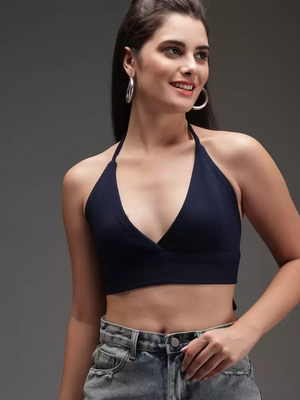 TANDUL  Casual Sleeveless Solid Women Blue Top