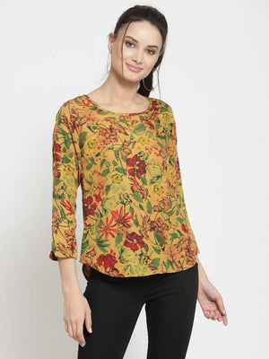 Casual Regular Sleeves Printed Women Multicolor Top