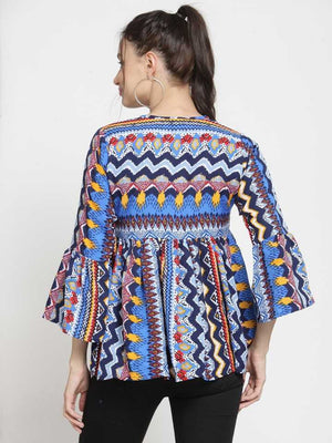 TANDUL  Casual Bell Sleeves Printed Women Multicolor Top