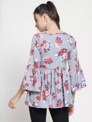 TANDUL  Casual Bell Sleeves Printed Women Multicolor Top