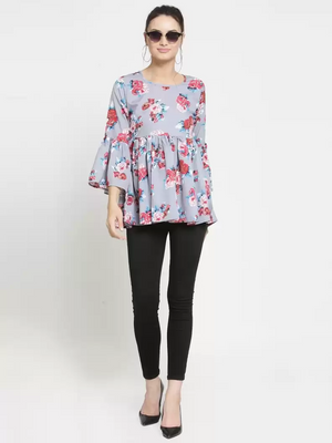 TANDUL  Casual Bell Sleeves Printed Women Multicolor Top