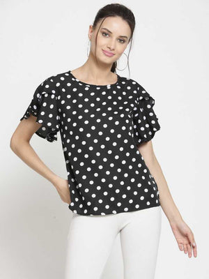 TANDUL  Casual Petal Sleeves Printed Women Multicolor Top