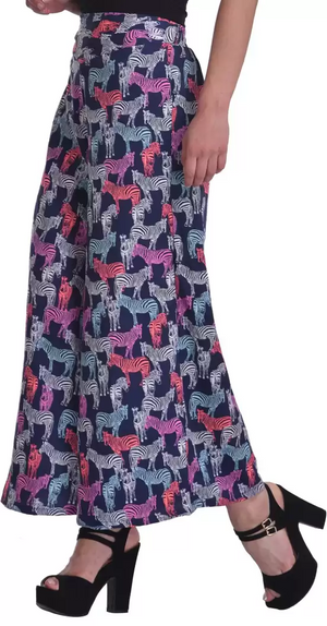 TANDUL  Flared Women Multicolor Poly Crepe Trousers