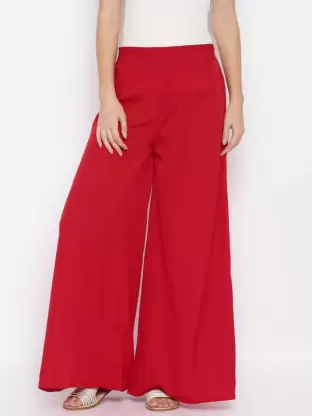 Flared Women Red Trousers