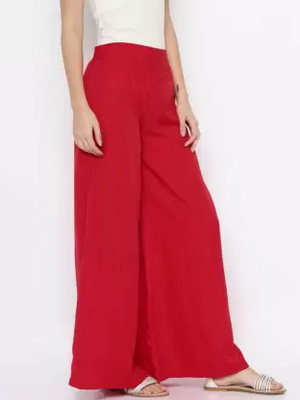 Flared Women Red Trousers
