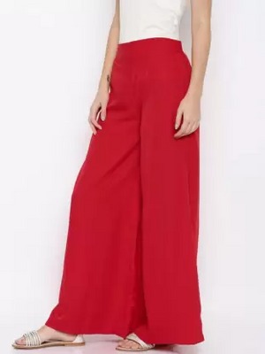 Flared Women Red Trousers