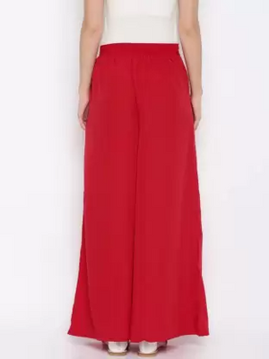 Flared Women Red Trousers