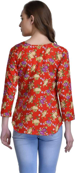 Casual Regular Sleeves Printed Women Multicolor Top