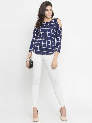 TANDUL  Casual Regular Sleeves Checkered Women Multicolor Top