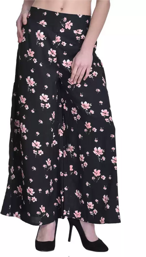 TANDUL  Flared Women Multicolor Poly Crepe Trousers