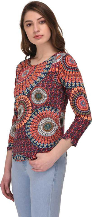 TANDUL  Casual Regular Sleeves Printed Women Multicolor Top