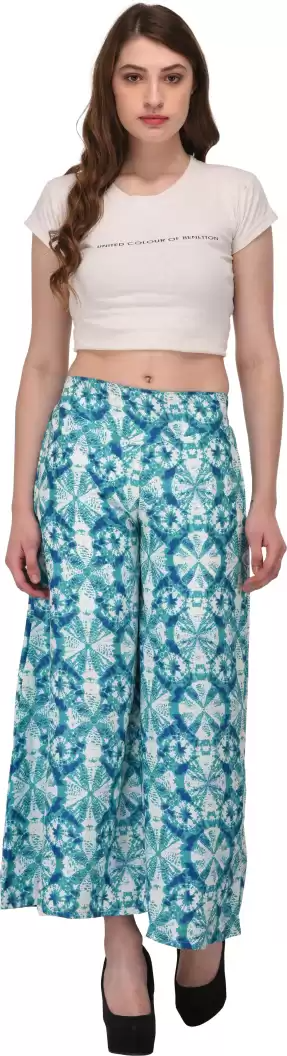 TANDUL  Flared Women Multicolor Poly Crepe Trousers