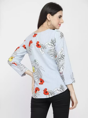 TANDUL  Casual Regular Sleeves Printed Women Multicolor Top