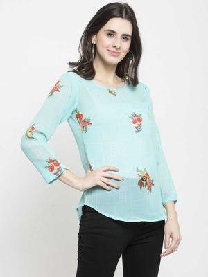 TANDUL  Casual Regular Sleeves Floral Print Women Multicolor Top