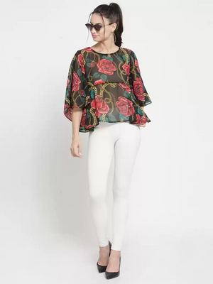 ZARVEY  Casual Sleeve Printed Women Multicolor Top