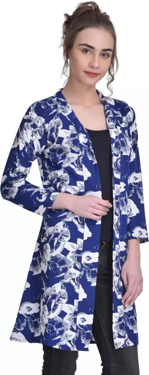 TANDUL  Women TANDUL-7022 3/4 Sleeve White, Blue Shrug