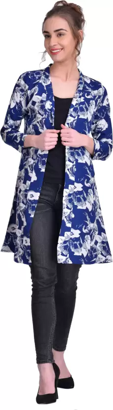 TANDUL  Women TANDUL-7022 3/4 Sleeve White, Blue Shrug