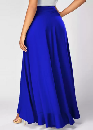 TANDUL  Flared Women Blue Poly Crepe Trousers