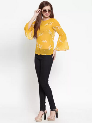 TANDUL  Casual Bell Sleeves Floral Print Women Multicolor Top