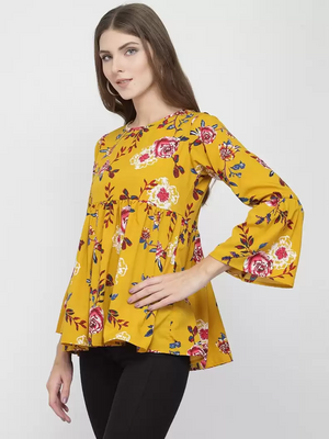 TANDUL  Casual Bell Sleeves Printed Women Multicolor Top