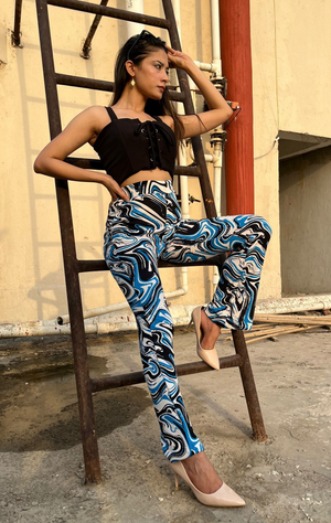 Women Regular Fit Multicolor Lycra Blend Trousers