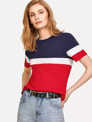 TANDUL  Color Block Women Round Neck Multicolor T-Shirt