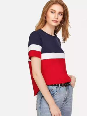 TANDUL  Color Block Women Round Neck Multicolor T-Shirt