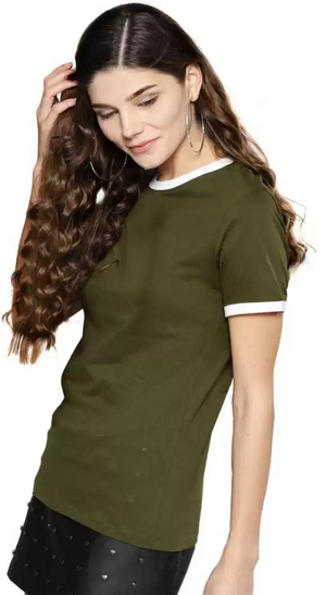 TANDUL  Solid Women Round Neck Light Green T-Shirt