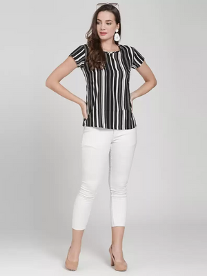 TANDUL  Casual Regular Sleeves Striped Women Multicolor Top