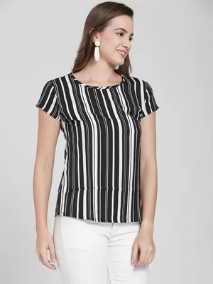 TANDUL  Casual Regular Sleeves Striped Women Multicolor Top