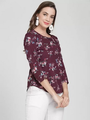 TANDUL  Casual Regular Sleeves Floral Print Women Multicolor Top