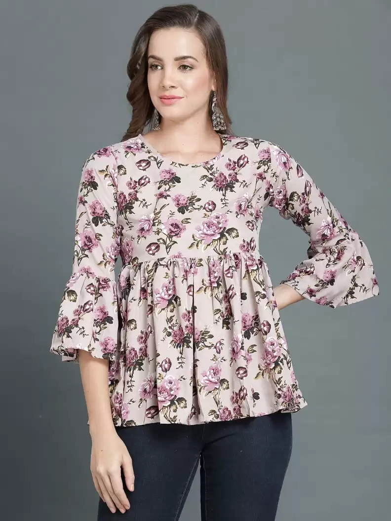 TANDUL  Casual Bell Sleeves Printed Women Multicolor Top