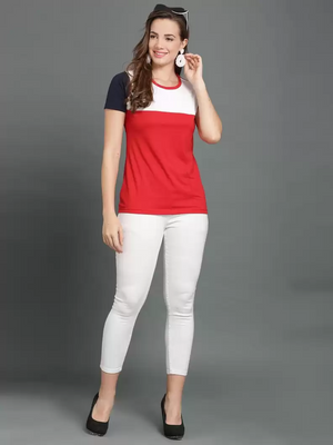 TANDUL  Casual Regular Sleeves Color Block Women Multicolor Top