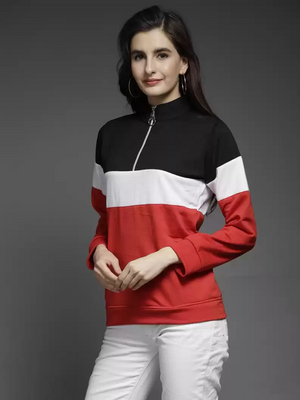 TANDUL  Full Sleeve Color Block Women Sweatshirt